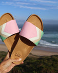 Premium vegan sandals in strawberry pink, white, nude, mint - fair fashion, PETA certified, ergonomic footbed, slip-resistant sole by Fünve at brixbailey.com