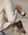 Premium vegan sandals in strawberry pink, white, nude, mint - stylish, comfortable, eco-friendly, PETA certified by Fünve at brixbailey.com
