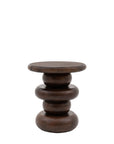 Luxury sculptural mango wood side table, retro dark wood finish, stylish home decor by Ella James at brixbailey.com