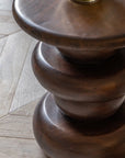 Luxury sculptural side table, premium mango wood with rich dark finish, retro stylish home decor by Ella James at brixbailey.com
