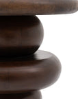 Luxury sculptural mango wood side table, retro dark wood finish, stylish home decor by Ella James at brixbailey.com