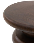 Luxury sculptural mango wood side table, retro dark wood finish, stylish home decor accent by Ella James at brixbailey.com