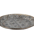 Luxury round filigree brass tray, intricate antique patina platter, stylish serving or display tray by Ella James at brixbailey.com