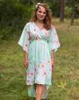 Mint High Low Wind Flow Style Caftan in Falling Daisies Pattern-1