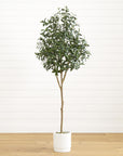 Faux Olive Tree in White Planter