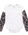 Long Sleeve Tattoo Print Romper for Baby Boys - Edgy Cotton Bodysuit, Unisex Geometric Design, 9M-12M by Baby Lamby at brixbailey.com