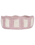 Stripy Scalloped Small Basket - Dusty Pink