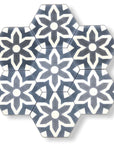Luxury grey hex cement floor tiles, premium Fleur mosaic-inspired design for bathroom and kitchen walls and floors, best-selling stylish tiles by Maria Starling Design at brixbailey.com
