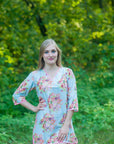 Light Blue Sun and Sand Style Caftan in Floral Posy Pattern