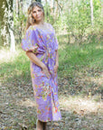 Lilac Cut Out Cute Style Caftan in Flower Rain Pattern-1