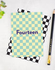 Fourteen Checkerboard 14th Birthday Card