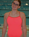 Women's One-piece Single-Strap Swimsuit Pink