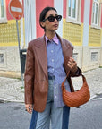 Handmade Genuine Leather Tote Bag - 14cm Tall, 27cm Length, Adjustable Handle - Eco-Friendly & Durable by Sook Stainable at brixbailey.com