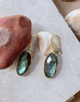 Charis Oval Gemstone Earrings Labradorite