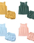 Premium Girls Sleeveless Bloomer Set - 100% Cotton Comfort for Warm Weather, Sizes 6M-7Y by Flossie & George at brixbailey.com