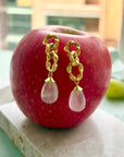 Moirai Double Twisted Loops Earrings Rose Quartz