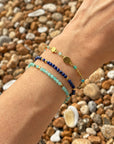 Milos Gemstone and Gold Bead Bracelet Lapis