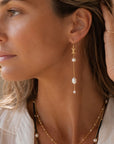 Eva Long Drop Pearl & Barbed Wire Earrings