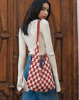 Hand-Made Crochet Cotton Tote Bag - Eco-Friendly & Sustainable Fashion - 55cm Height, 33cm Handle Drop by Sook Stainable at brixbailey.com