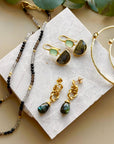 Moirai Double Twisted Loops Earrings Labradorite