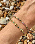 Milos Gemstone and Gold Bead Bracelet Multi-tourmaline