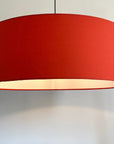 Burnt orange cotton drum lampshade/ ceiling shade with a white lining