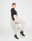 Premium tapered pleat pants, high-waisted cotton ikat trousers with front pockets and detachable belt, stylish and versatile cropped or long fit by GILD at brixbailey.com