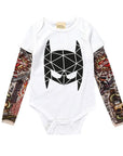 Long Sleeve Tattoo Print Romper for Baby Boys - Edgy Cotton Bodysuit by Baby Lamby at brixbailey.com