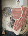 Luxury red and natural striped cotton long oven glove, premium heavy weight gauntlet style with heat protection, handcrafted in UK by Maison Elhoria at brixbailey.com