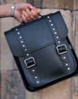 Handmade Leather City Backpack - Black Gothic Studded