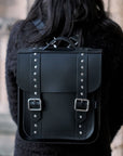 Handmade Leather City Backpack - Black Gothic Studded
