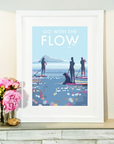 Go With The Flow Vintage Style Paddle Boarding Print