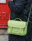 Leather Midi Satchel - Grass Green