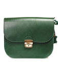Large Natural Green Leather Saddle Bag