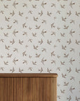 Swallow Wallpaper in Soft Brown