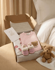 The Cozy Pink Boucle Baby Bear & Strawberry Personalised Gift Box