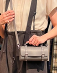 Handmade Leather Bowler Bag - Ghost Grey