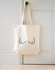 Happy Face / Sad Face Boobs Tote Bag - Good Breast, Bad Breast