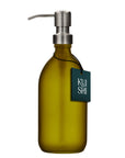 Green Glass Soap Dispenser with Stainless Steel Pump