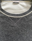 Silver Grey Marl Cashmere and Silk Sweatshirt with Ivory Contrast