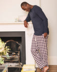 Men's 100% Cotton Navy & Red Check Bottoms