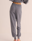Silver Grey Cashmere Cuffed Ankle Joggers with Ivory Contrast
