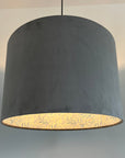 Grey Velvet & William Morris Blue Willow Leaves Double Sided Drum Lampshade | Handmade Ceiling Light Shade | Bespoke UK