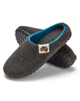 Outback Women's Slipper in Charcoal and Turquoise