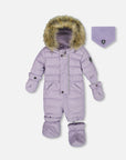 One Piece Baby Original Puffy Snowsuit in Purple Gray