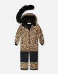 One Piece Play Snowsuit in Beige Leopard