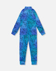 Two Piece Thermal Underwear Set Blue Gradient Dinosaur Print