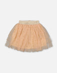 Multi Layer Glittering Mesh Skirt Beige-0