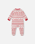 Organic Cotton Baby One-Piece Pajamas Red And White Fairisle