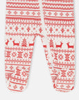 Organic Cotton Baby One-Piece Pajamas Red And White Fairisle